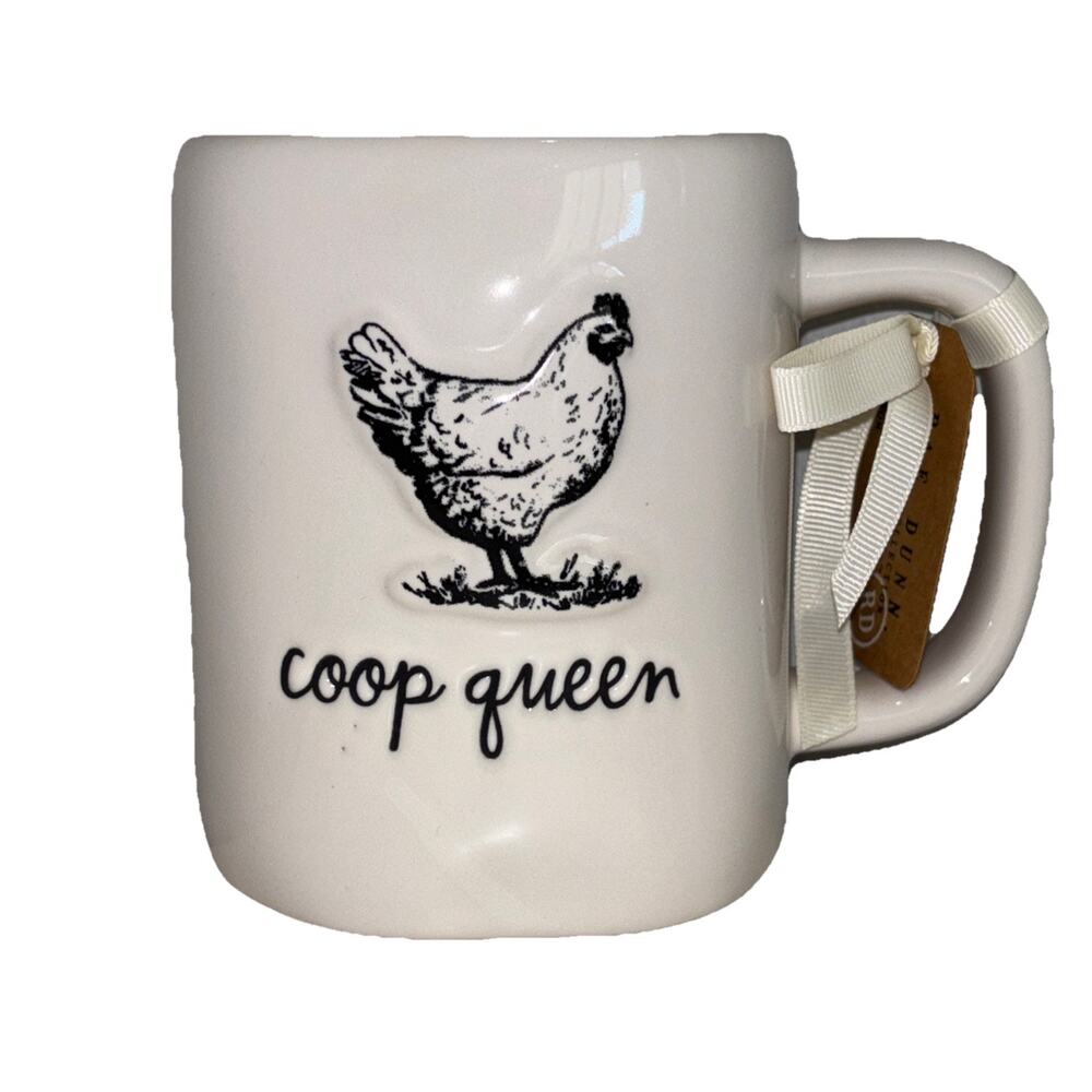 Rae Dunn Coop Queen Chicken 3D Pictures Coffee Tea Mug Farmhouse Chickens NEW
